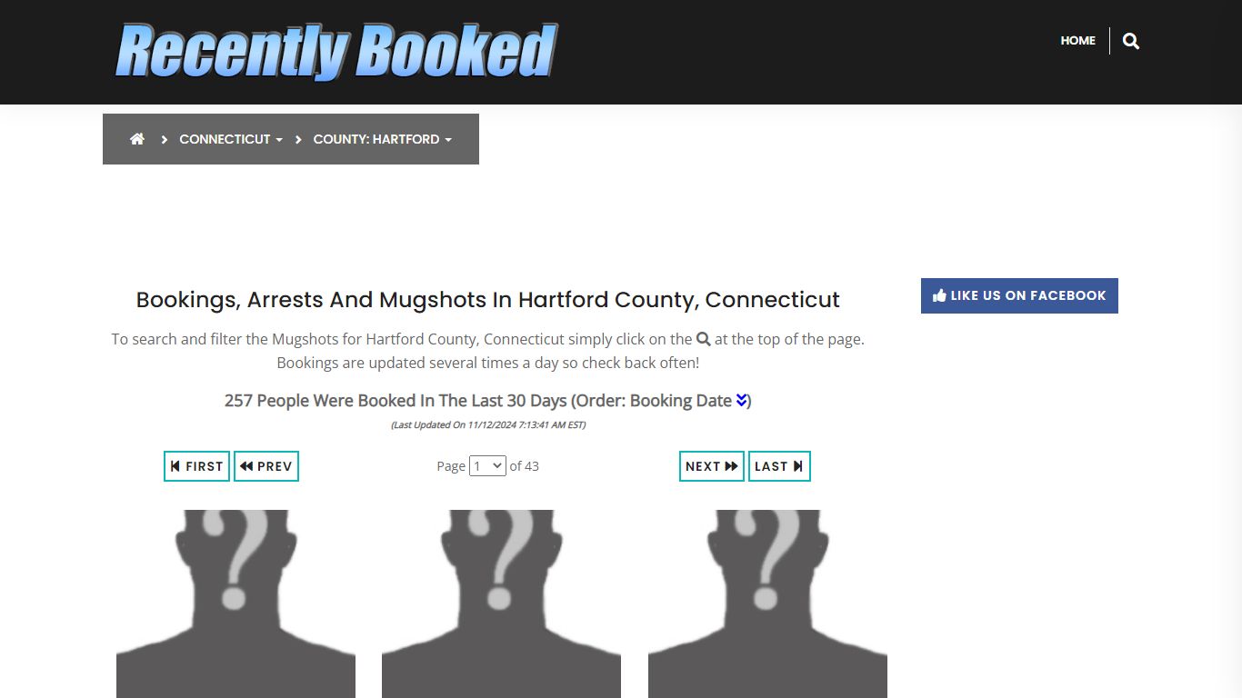 Bookings, Arrests and Mugshots in Hartford County, Connecticut